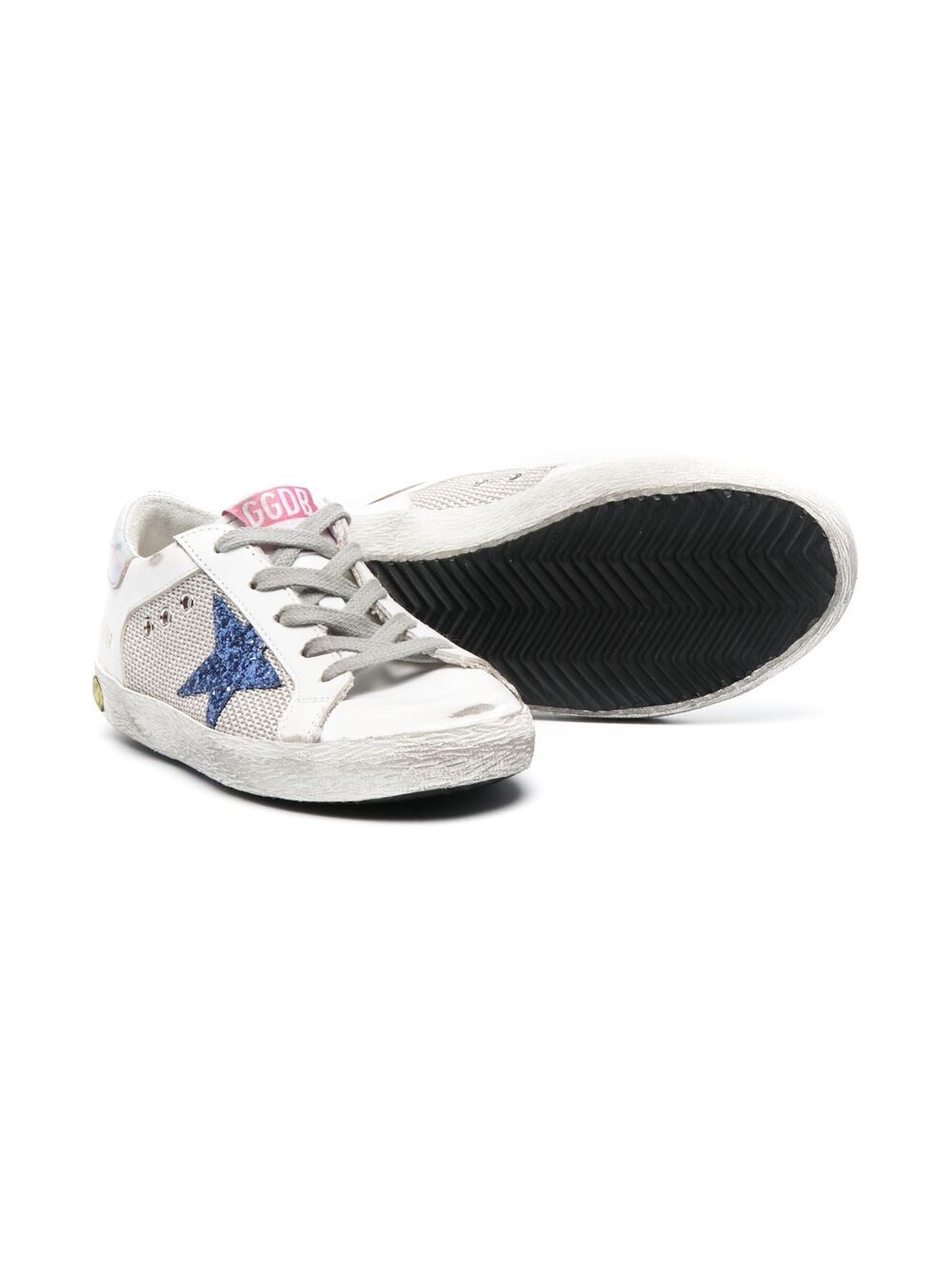 Shop Golden Goose Star-patch Lace-up Trainers In White