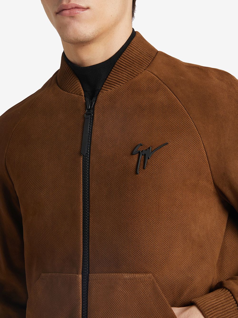 Shop Giuseppe Zanotti Suede Bomber Jacket In Brown