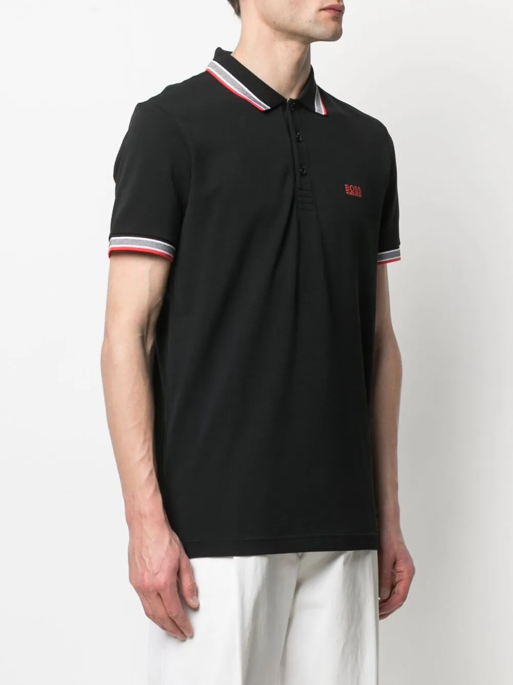 фото Boss рубашка поло с отделкой в полоску
