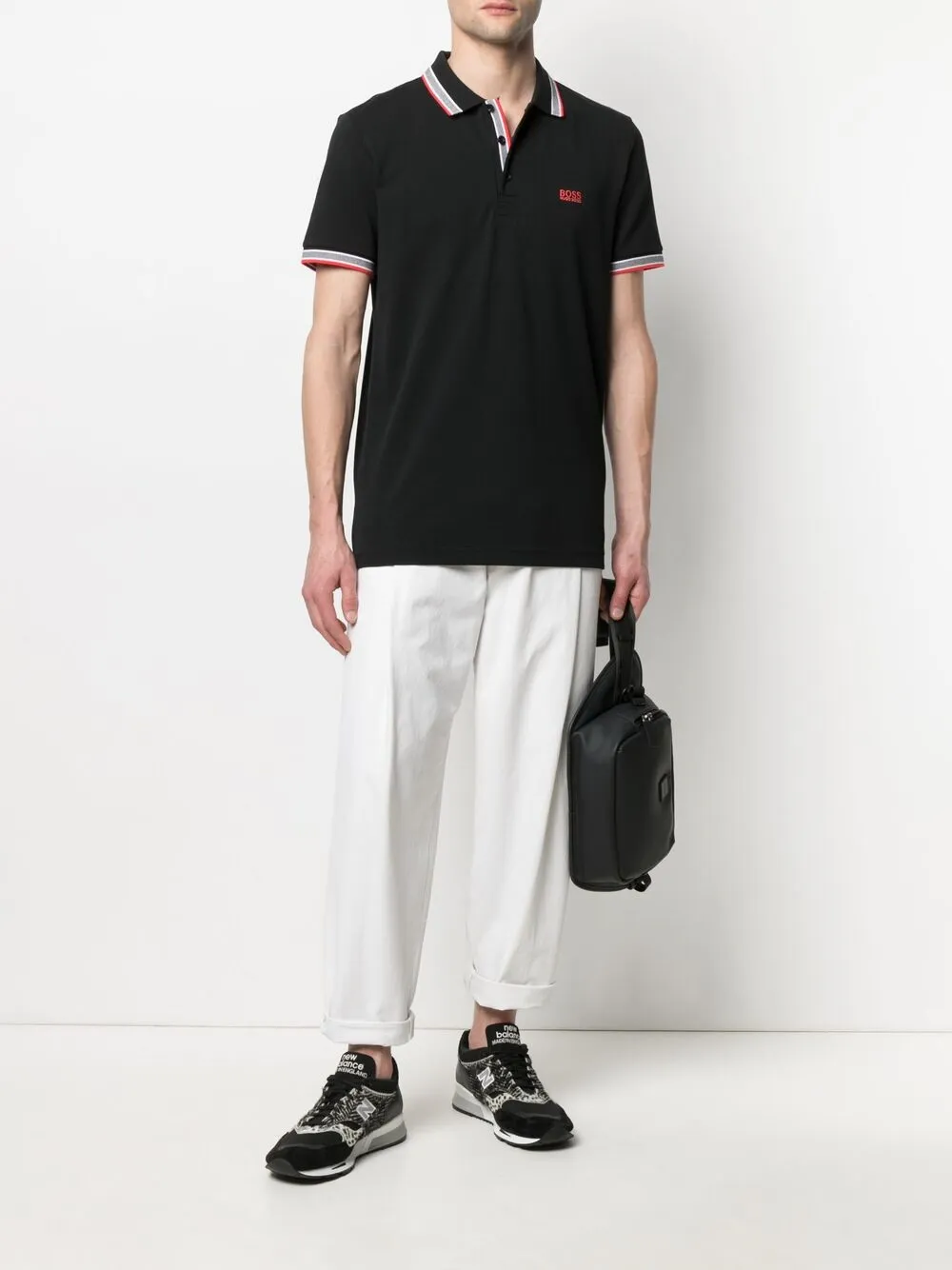 фото Boss рубашка поло с отделкой в полоску