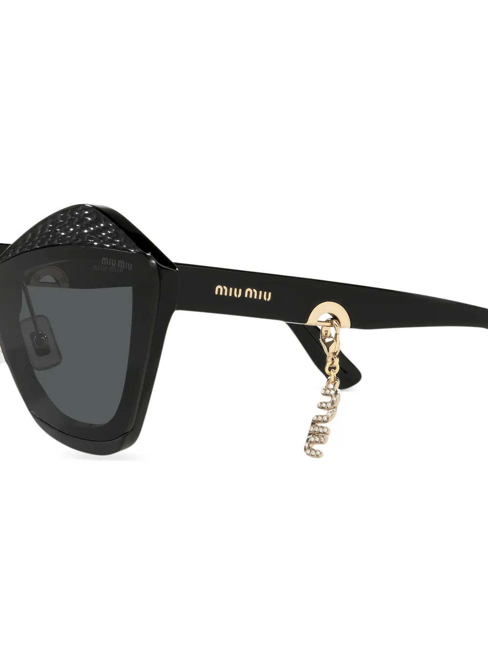 Shop Miu Miu Charms Geometric-frame Sunglasses In Black