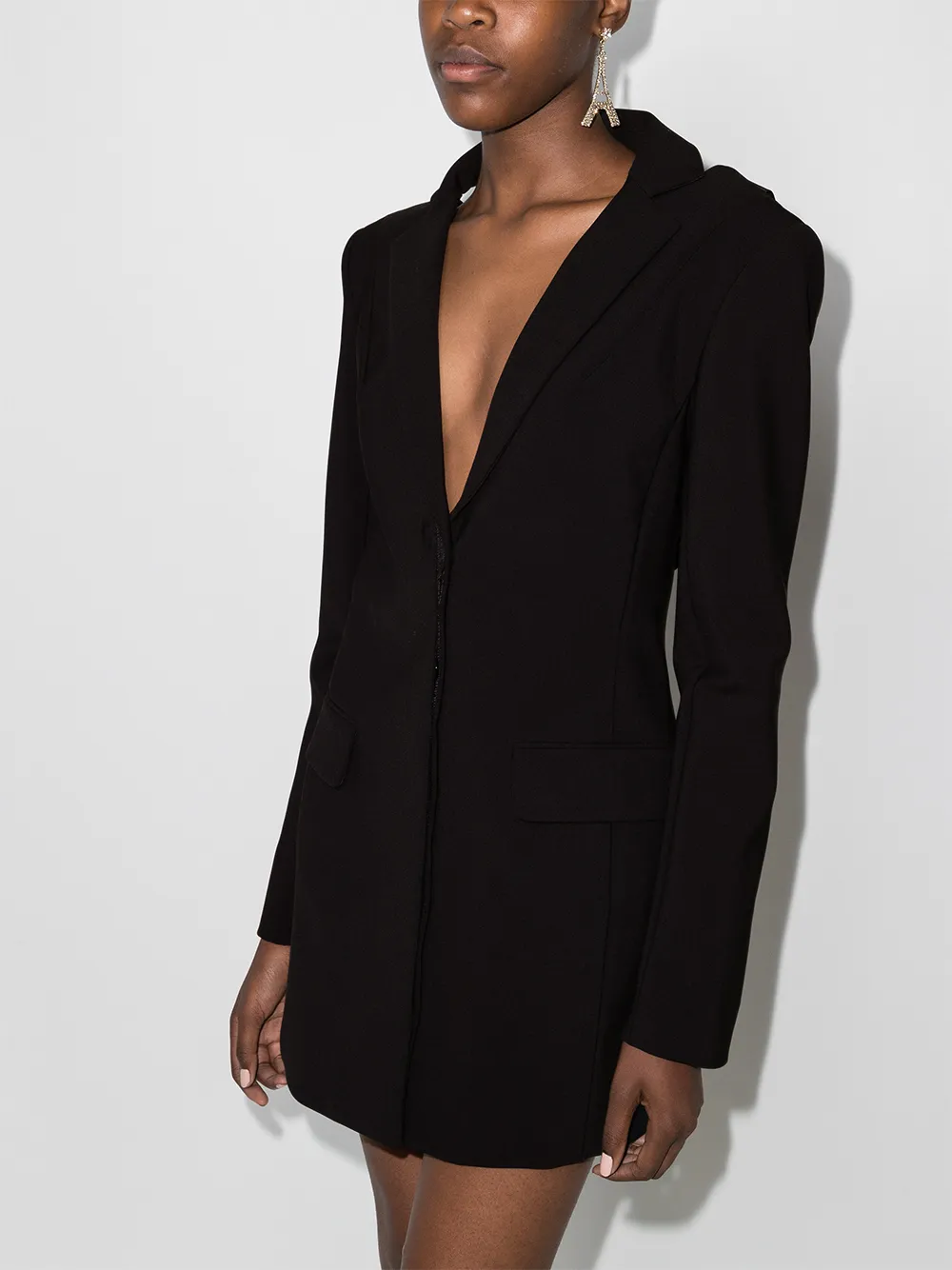 Image 2 of AREA backless crystal-trim blazer mini dress