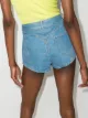 AREA crochet cutout denim shorts