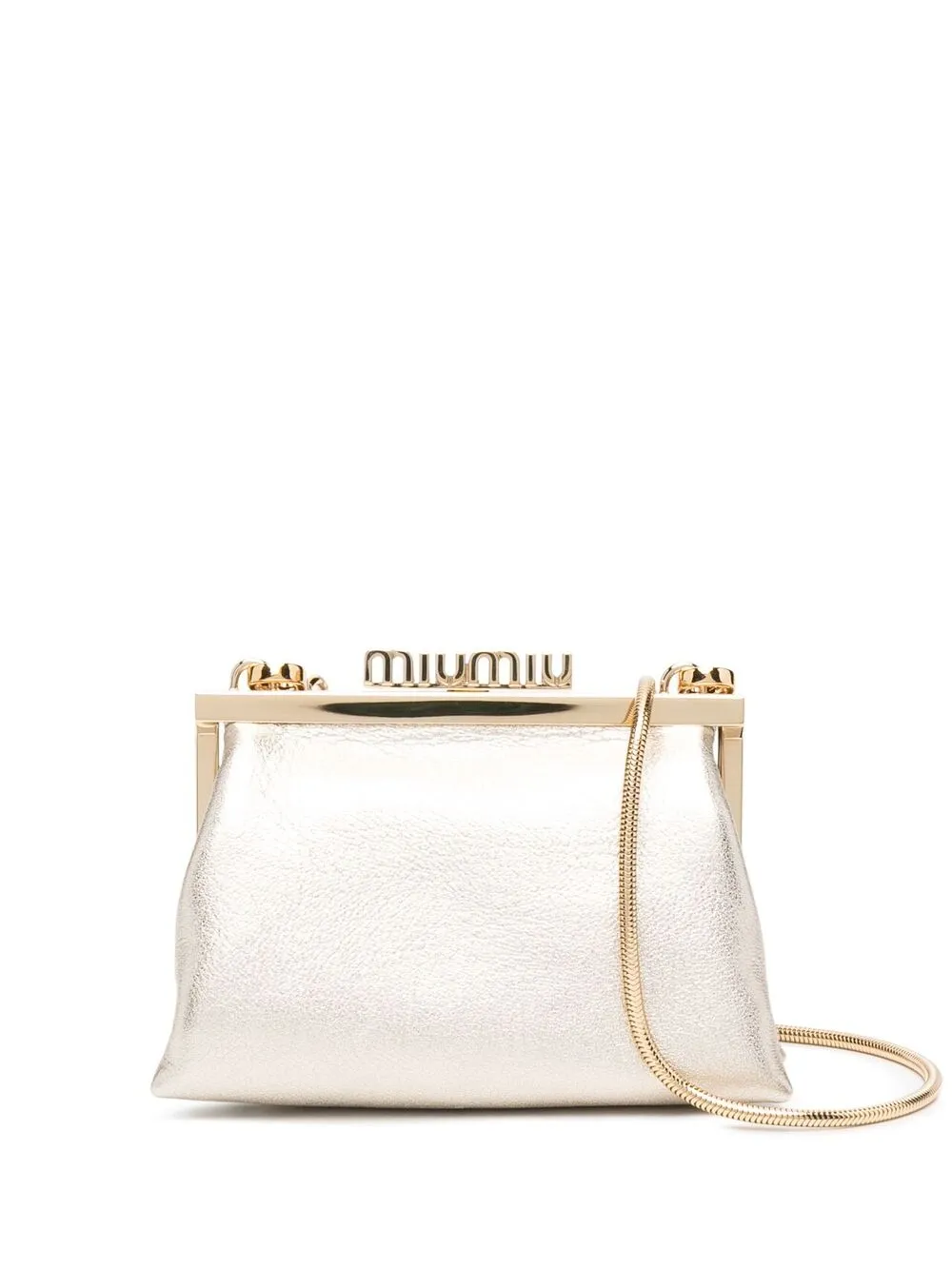Miu Miu Mini Metallic Crossbody Bag In Gold ModeSens