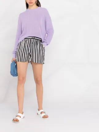 elasticated stripe-print shorts展示图