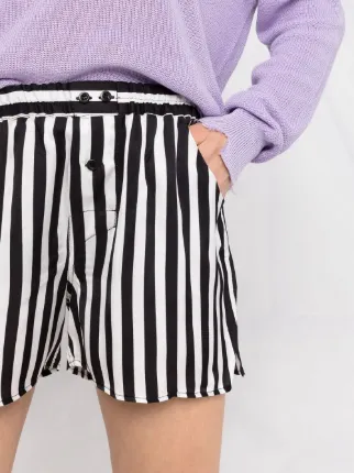 elasticated stripe-print shorts展示图