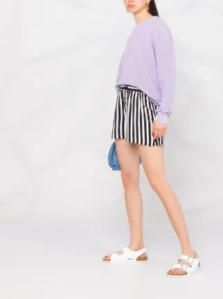 elasticated stripe-print shorts展示图