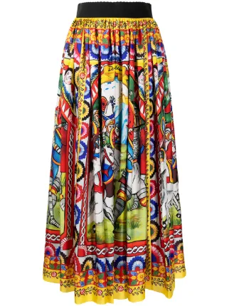 57 DOLCE&GABBANA スカート Dolce & Gabbana - Carretto Card Psychedelic Midi Skirt