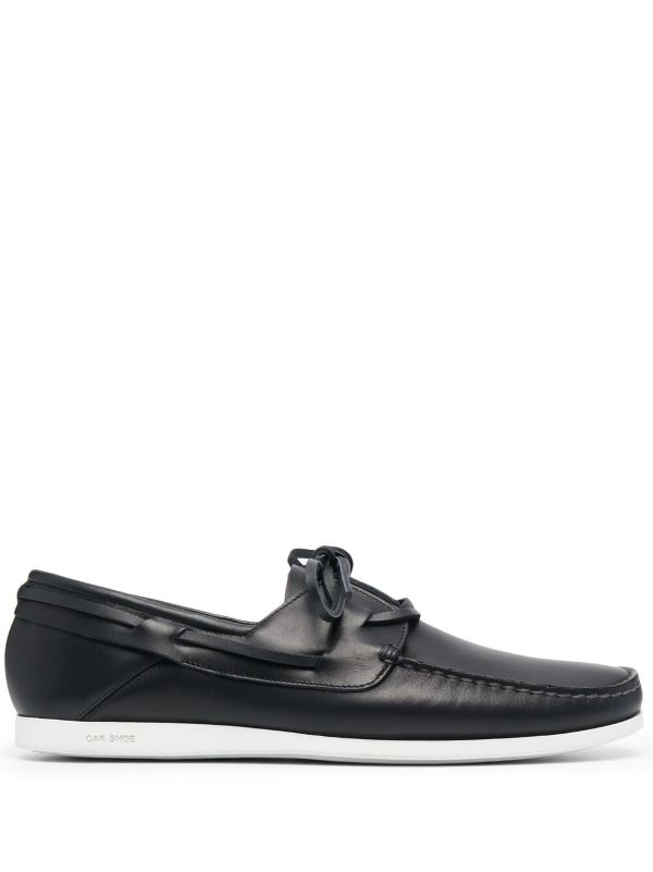 Mens black leather boat sales shoes