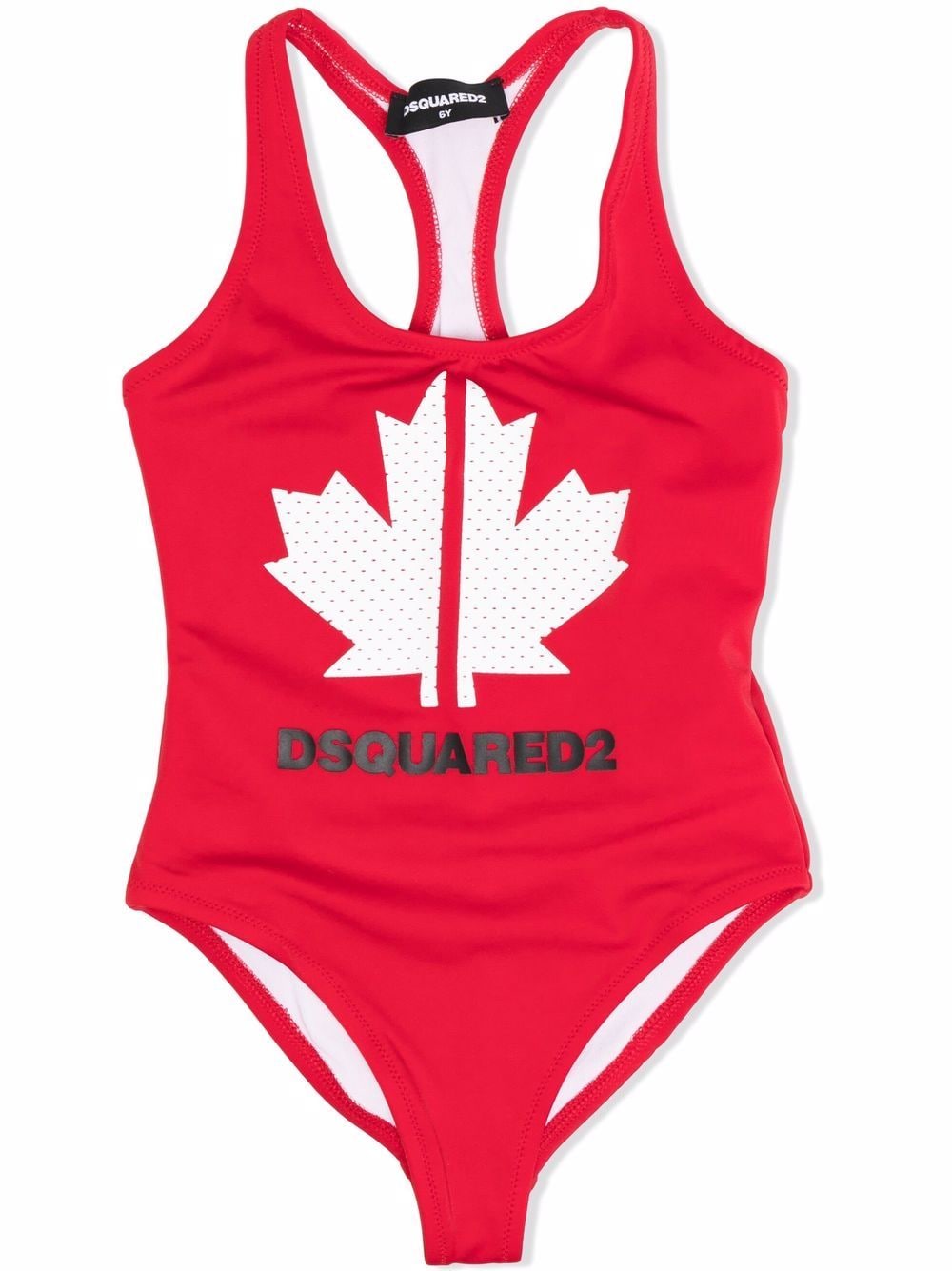 Dsquared2 Kids' Logo Print Lycra One Piece Swimsuit In Red