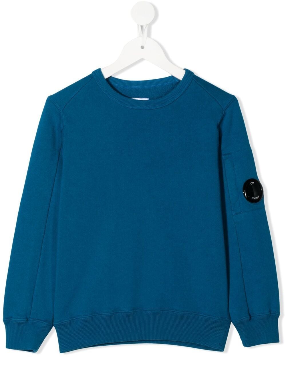 C.p. Company Kids' Logo-patch Round Neck Sweatshirt In Blue