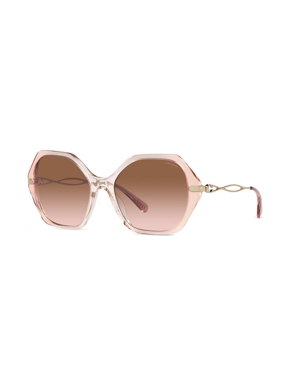 Shop Coach Hexagon-shaped Frame Sunglasses In Neutrals