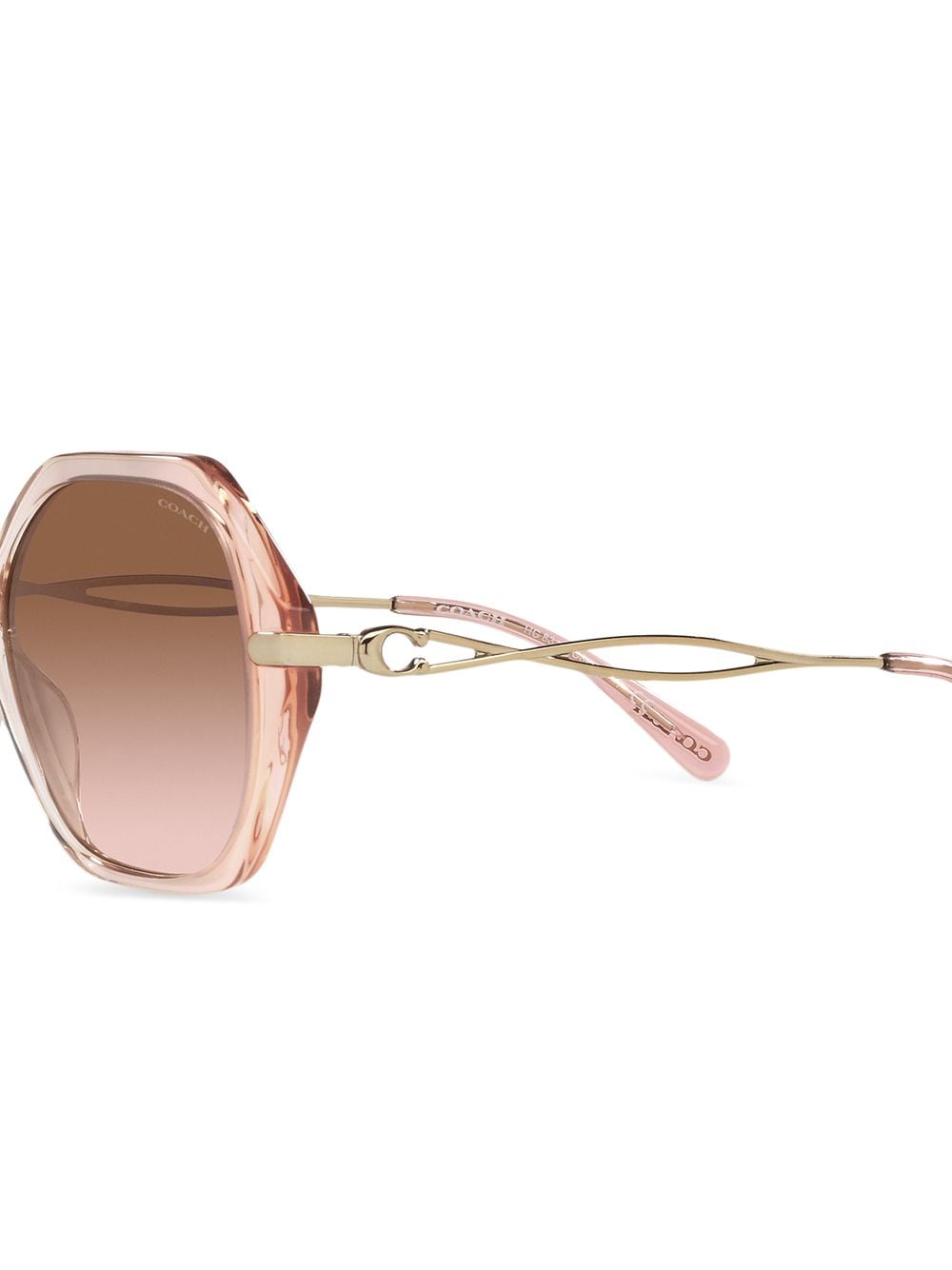 Shop Coach Hexagon-shaped Frame Sunglasses In Neutrals