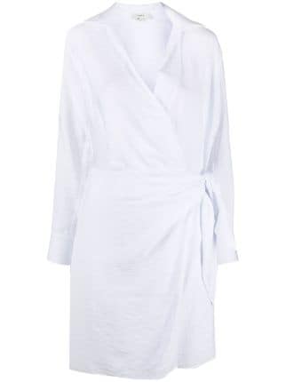 long-sleeved wrap shirt dress for women ...