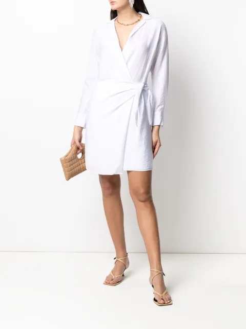 long-sleeved wrap shirt dress for women 