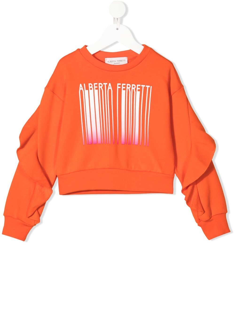 фото Alberta ferretti kids ruffle-sleeve logo-print sweatshirt