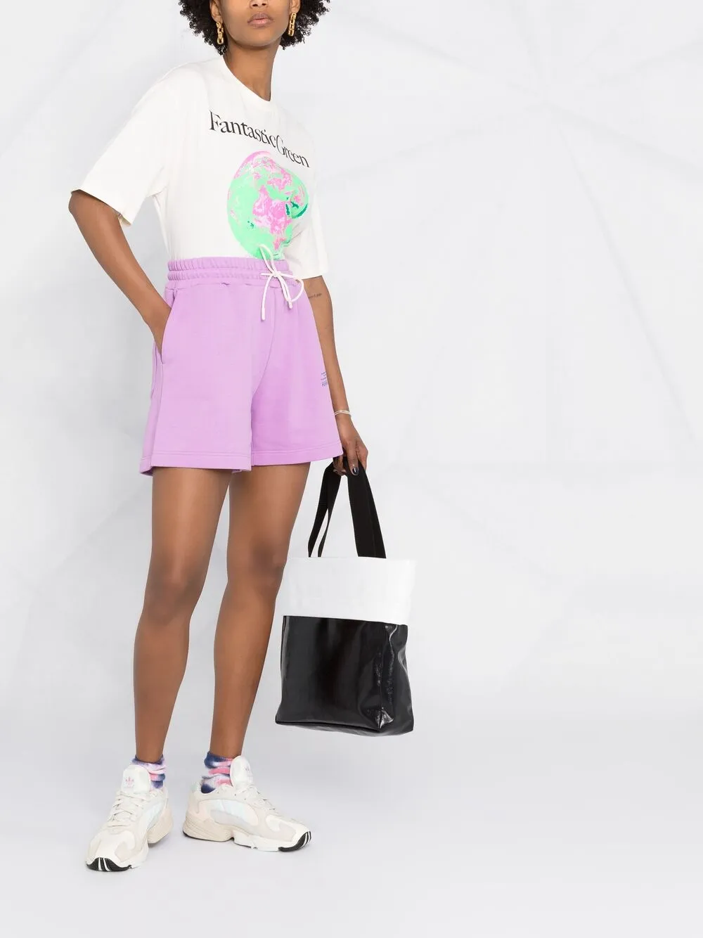 Shop Msgm Logo-print Track Shorts In Purple