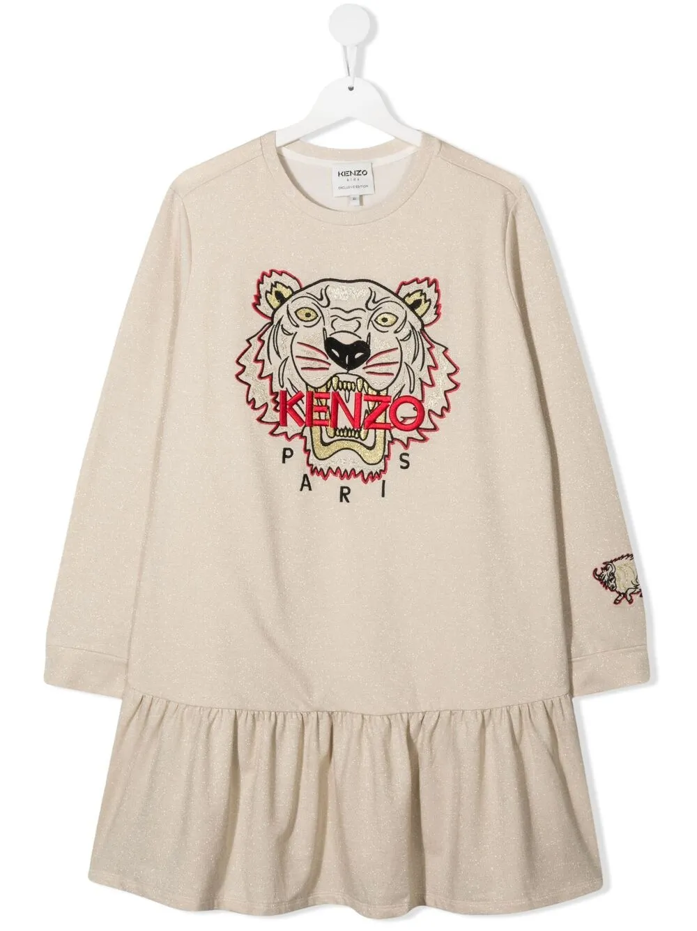 фото Kenzo kids платье с длинными рукавами и вышитым логотипом