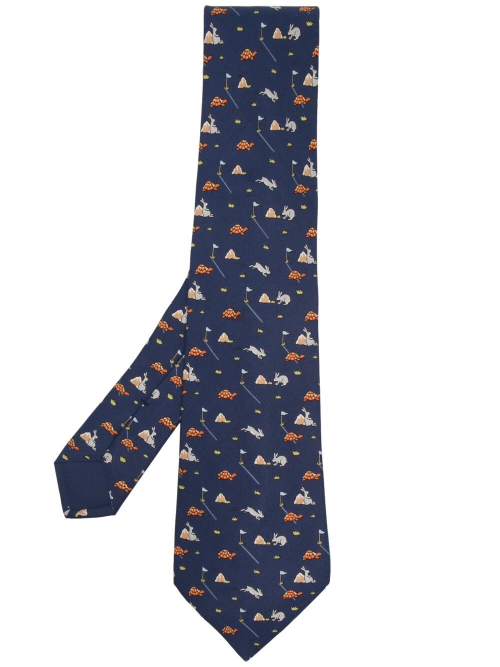 Hermès Pre-Owned 2000s pre-owned Tortoise And Hare Print Tie 