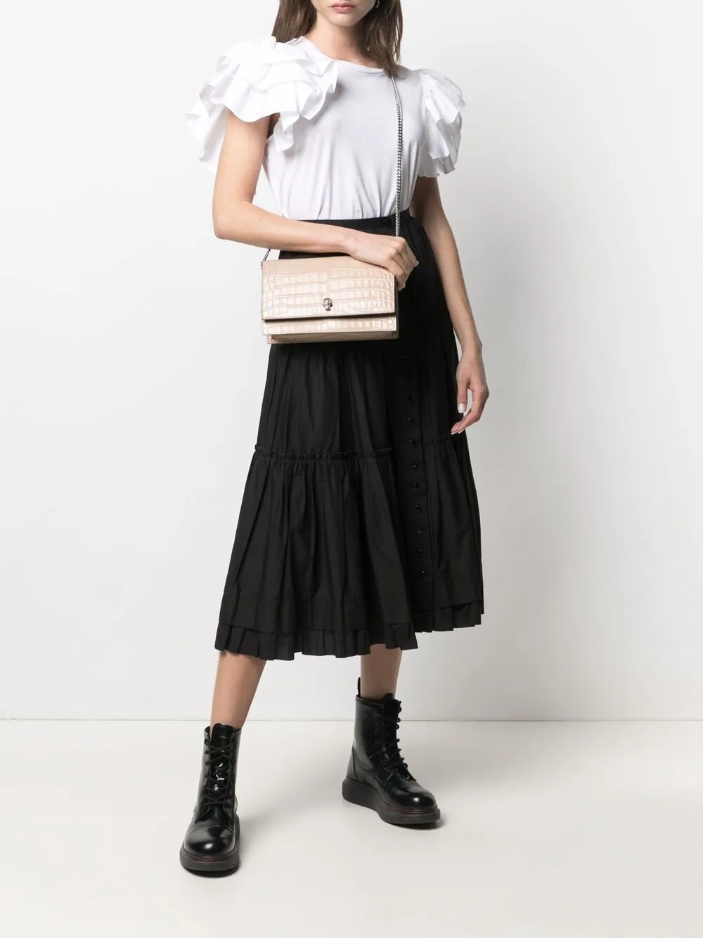 Alexander McQueen Crossbodytas met krokodillenleer-effect - Beige