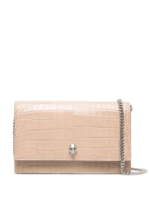 Alexander McQueen - croc-effect skull-stud crossbody bag