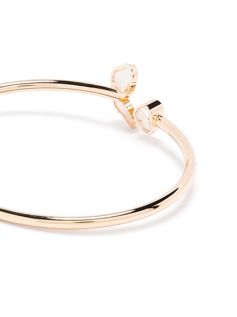 Shop Chopard 18kt Rose Gold Happy Hearts Wings Diamond And Mother-of-pearl Bangle In Pink