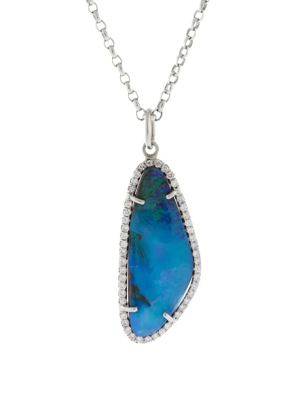 Irene Neuwirth 18k white gold Boulder opal and diiamond necklace | Silver | Image 1