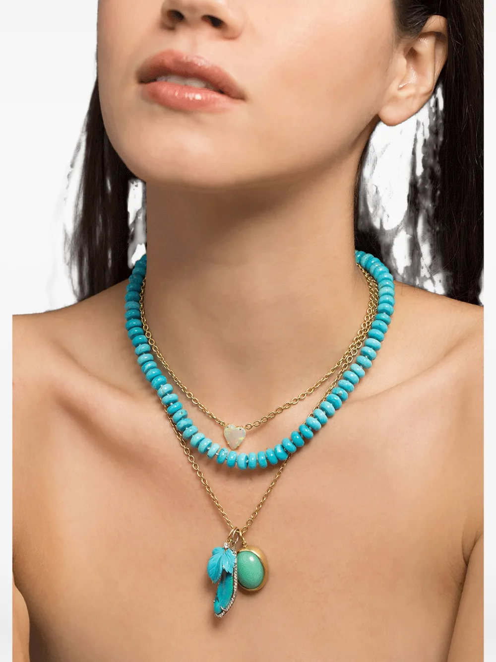 Irene Neuwirth 18k White Gold Boulder Opal And Diiamond Necklace In Silver