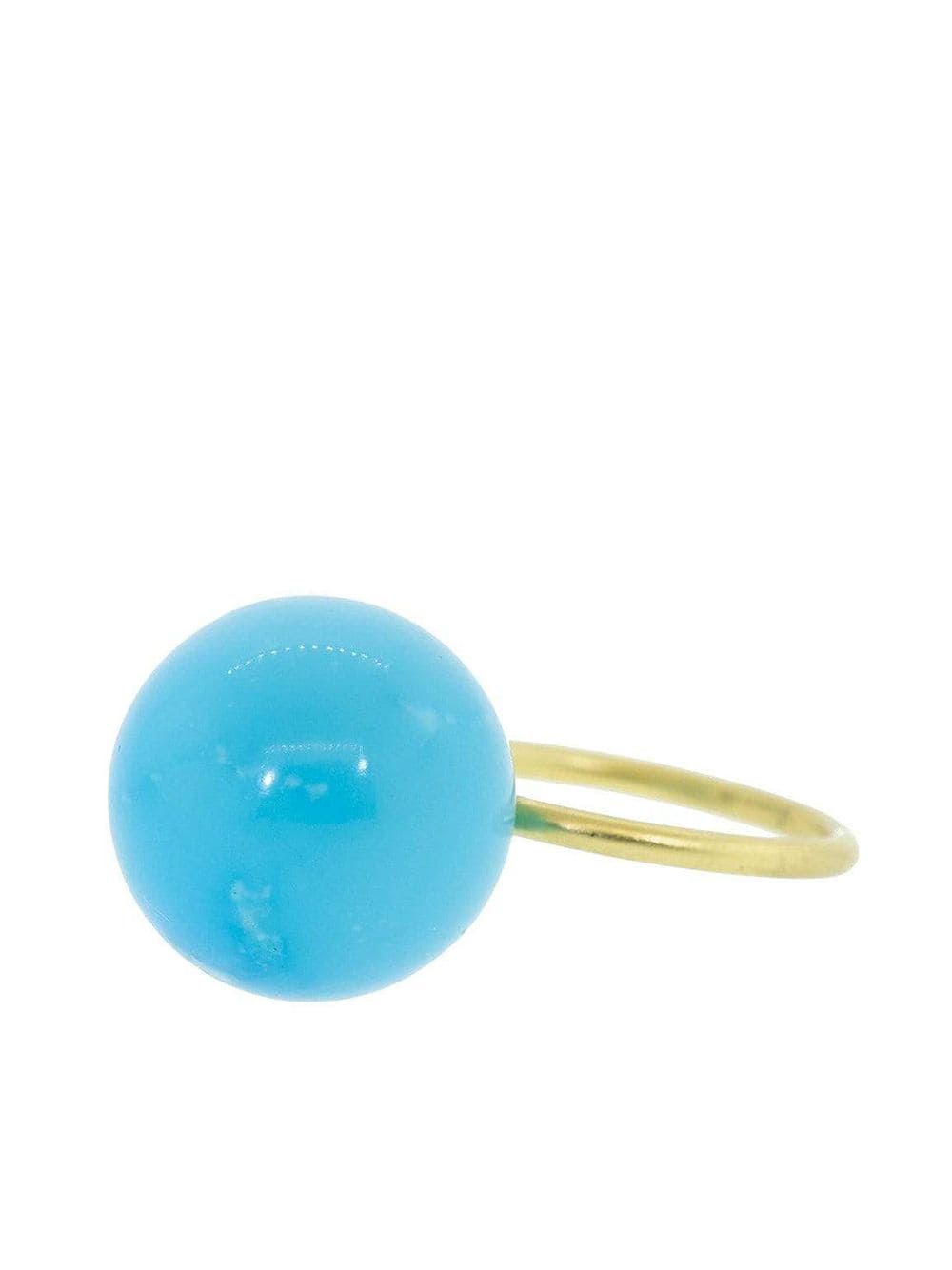 Shop Irene Neuwirth 18kt Yellow Gold Kingman Turquoise Sphere Ring