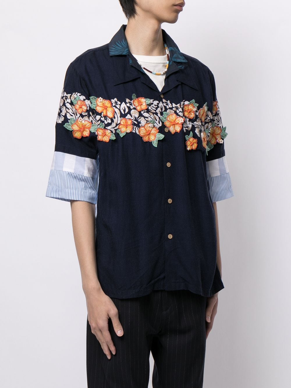Shop Just In Xx Floral-print Spread-collar Shirt In Blue