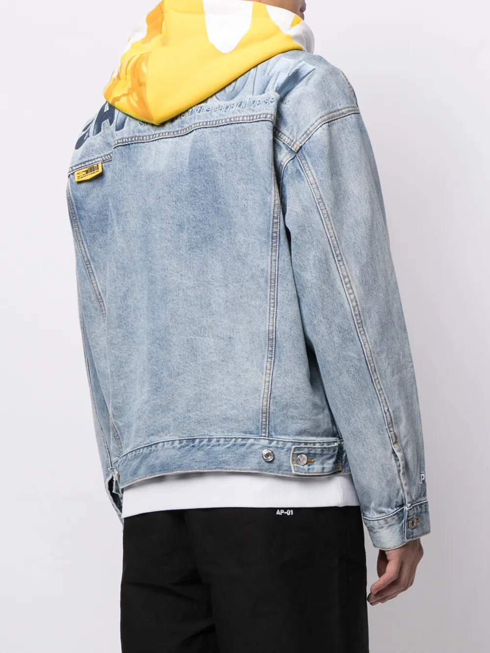 Shop Aape By A Bathing Ape Hood-layer Denim Jacket In Blue