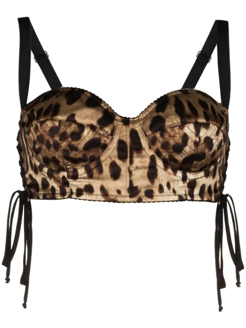 Dolce & Gabbana Sutiã de cetim com estampa de leopardo