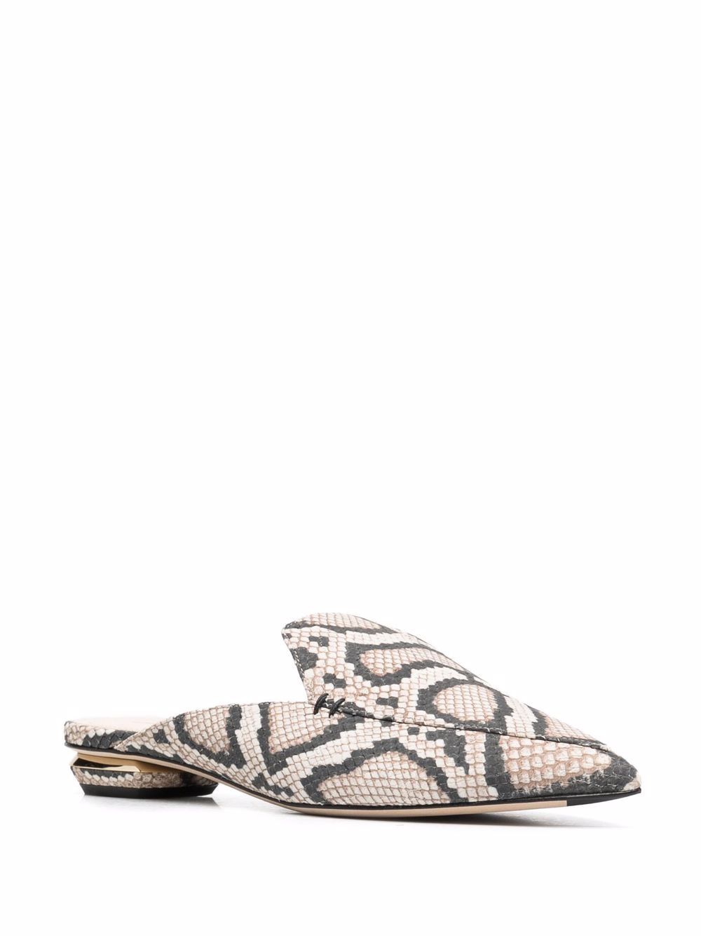 Nicholas Kirkwood Beya muiltjes met slangenprint - Beige