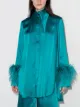 Image 2 of 16Arlington Seymour collar feather trim shirtdress