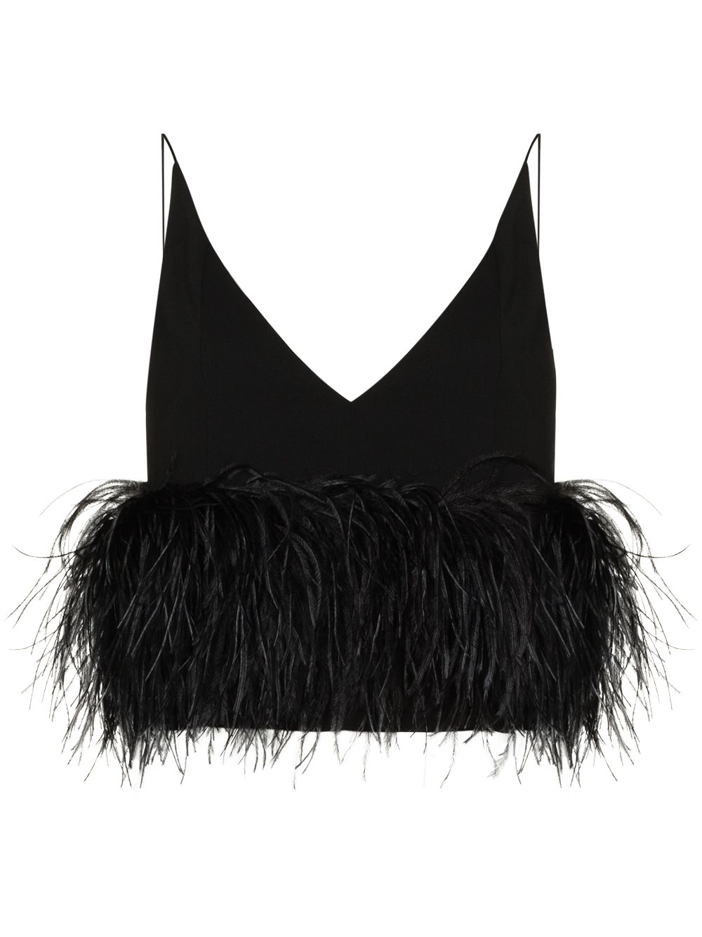 16Arlington Poppy feather-embellished cropped top