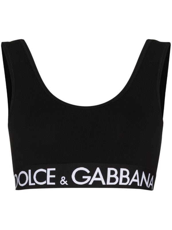 Dolce & Gabbana logo-tape sports bra - Black Dolce & Gabbana logo