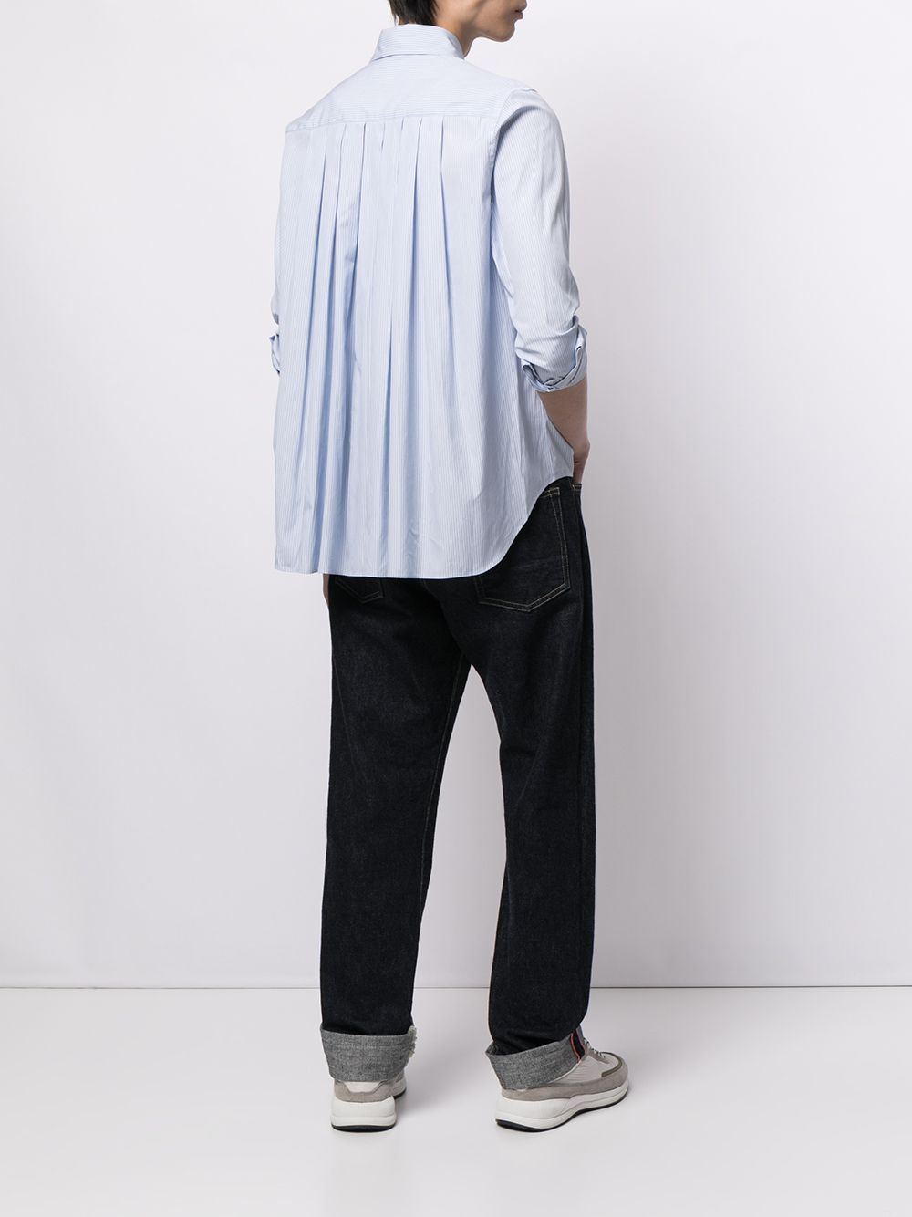 Shop Fumito Ganryu Pleated-back Shirt In Blue
