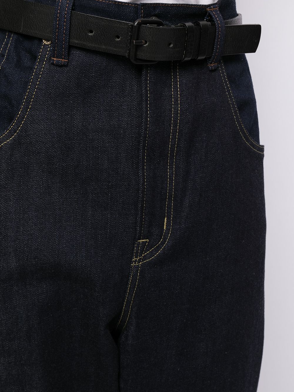 Shop Fumito Ganryu Cropped Drop Crotch Jeans In Blue