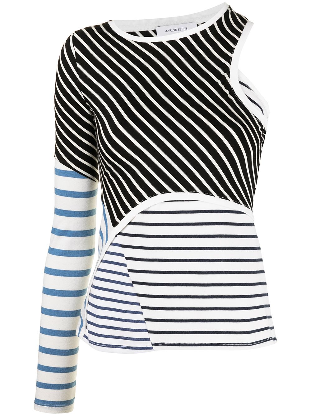 Marine Serre Stripe-print Cutout T-shirt In Multicolor