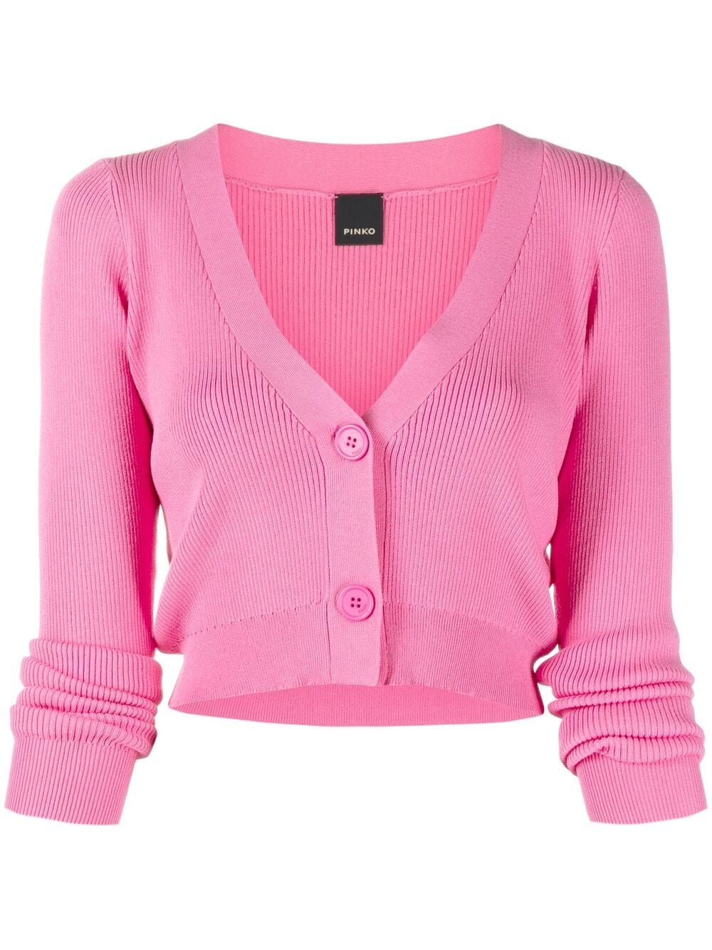 Pinko Cropped Knitted Cardigan In Pink