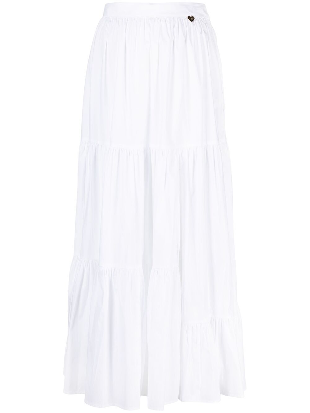 Twinset Tiered Midi Skirt In 00001 Bianco Ottico