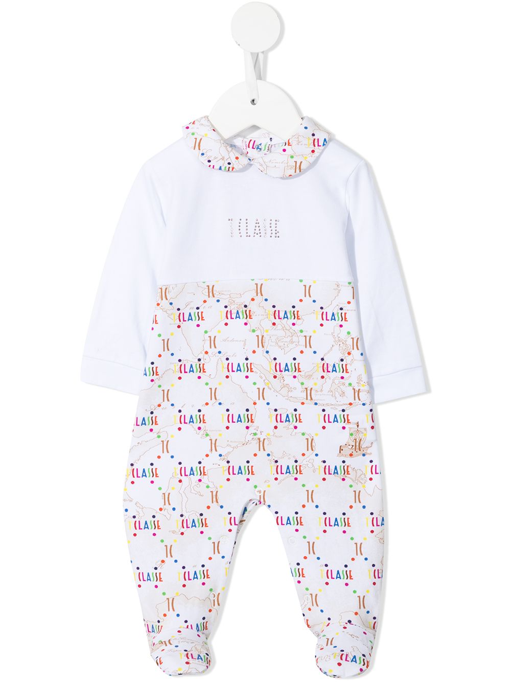 alviero martini kids pyjama à logo imprimé - blanc