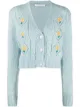 Image 1 of Alessandra Rich cropped floral embroidered cardigan