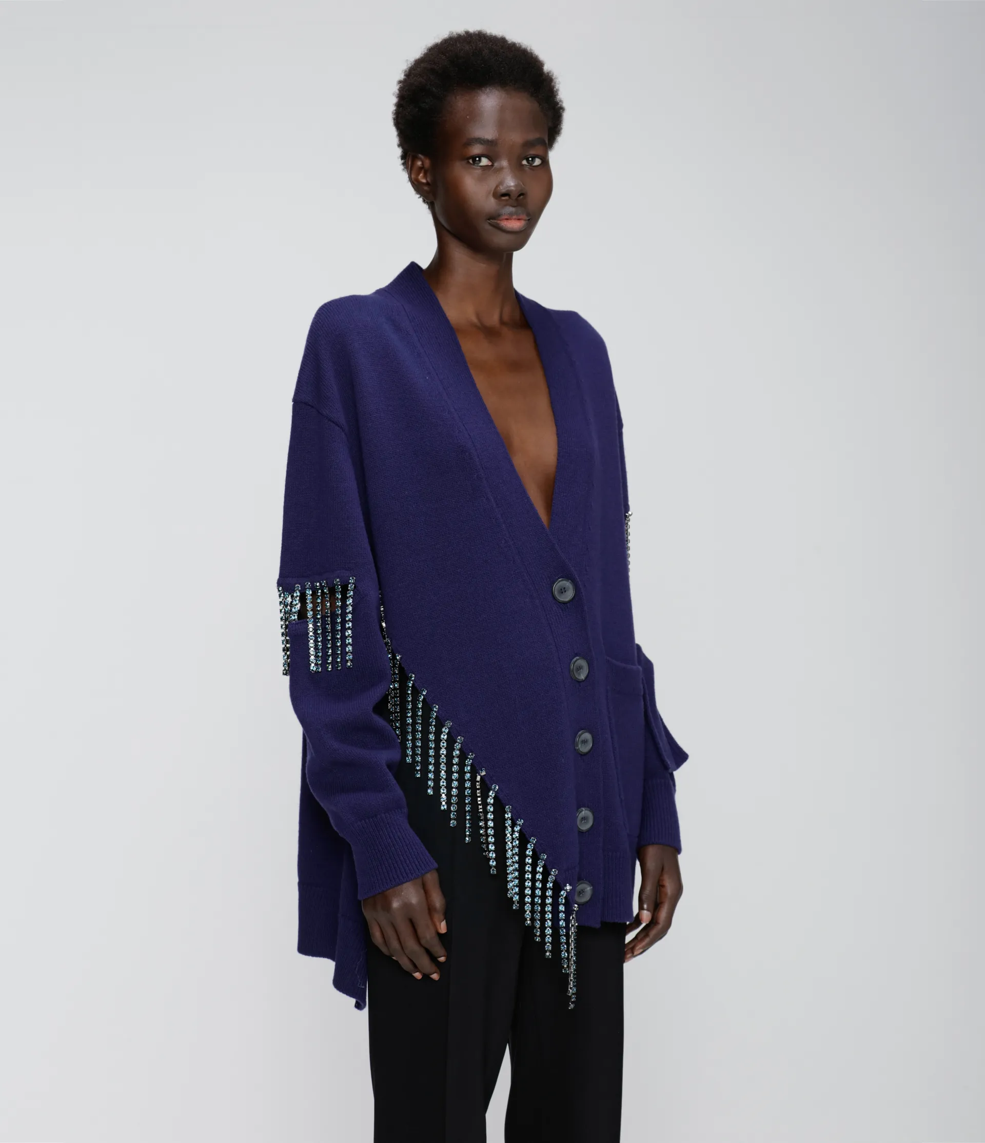 cut-out cupchain knitted cardigan 