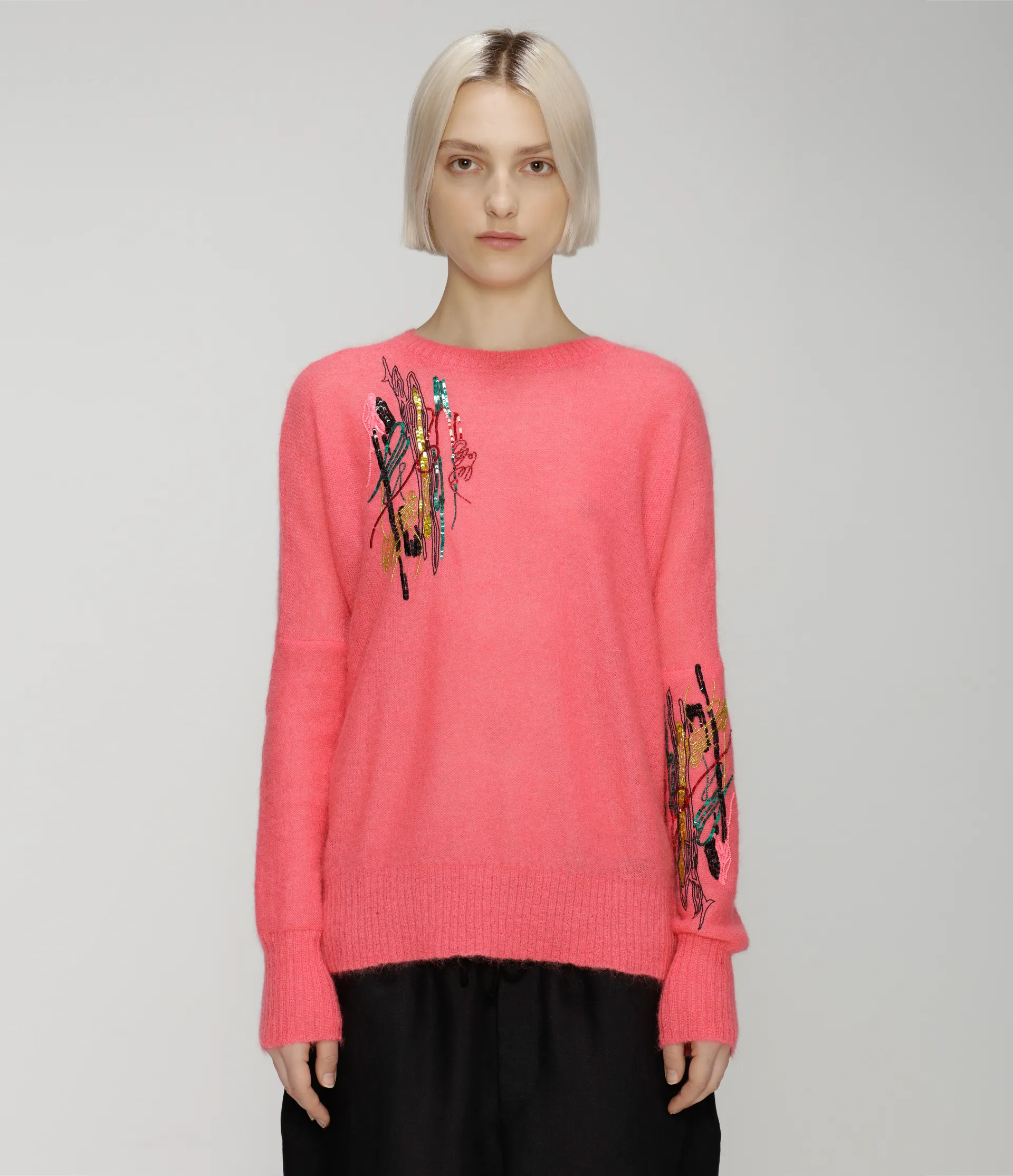 Squiggle sequin mohair sweater 