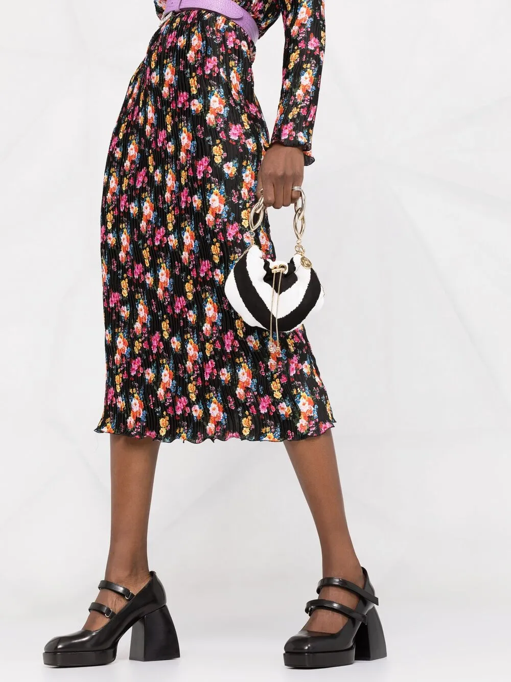 фото Msgm платье на одно плечо с цветочным принтом