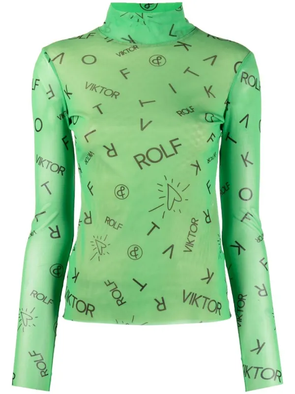 Viktor Rolf Logo Funnel Neck Top Farfetch
