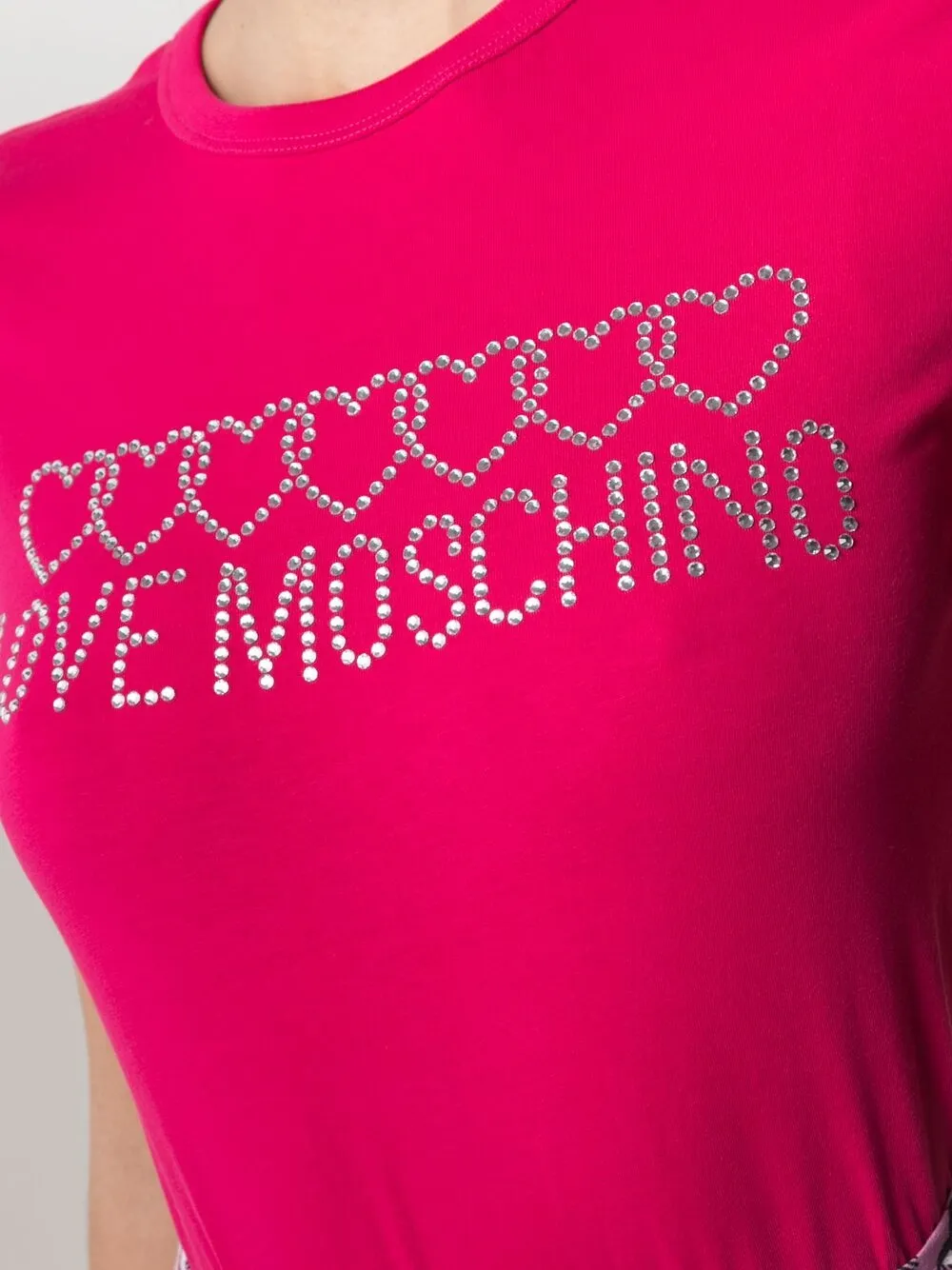 фото Love moschino футболка с логотипом и стразами