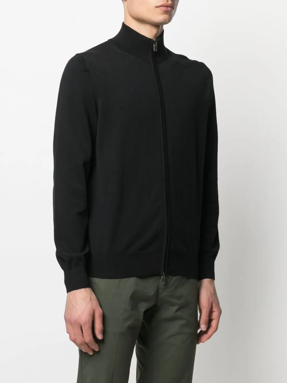  Canali Pullover Mit Reißverschluss   Schwarz 