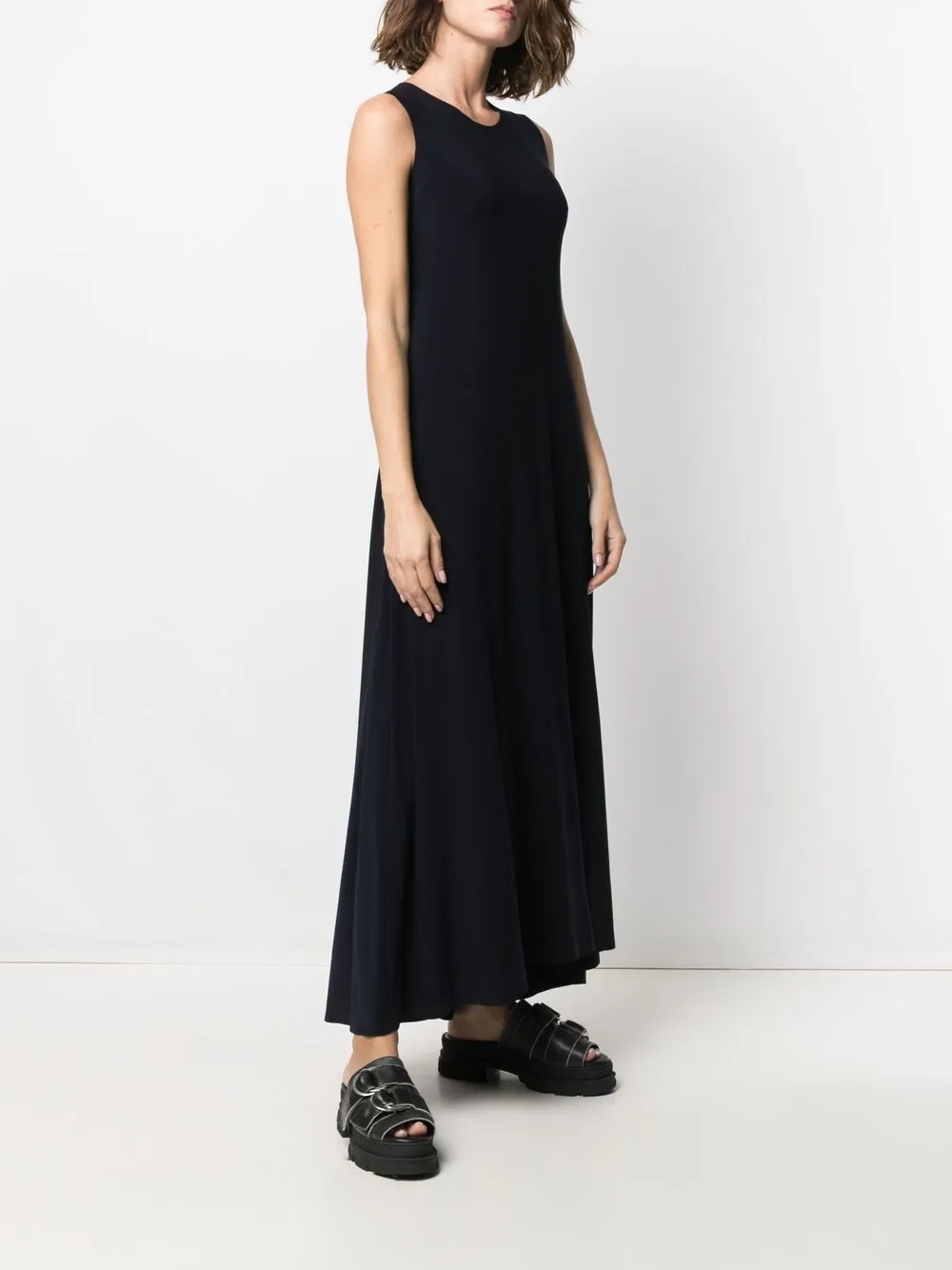 Shop Norma Kamali Sleeveless Maxi Dress In Blue